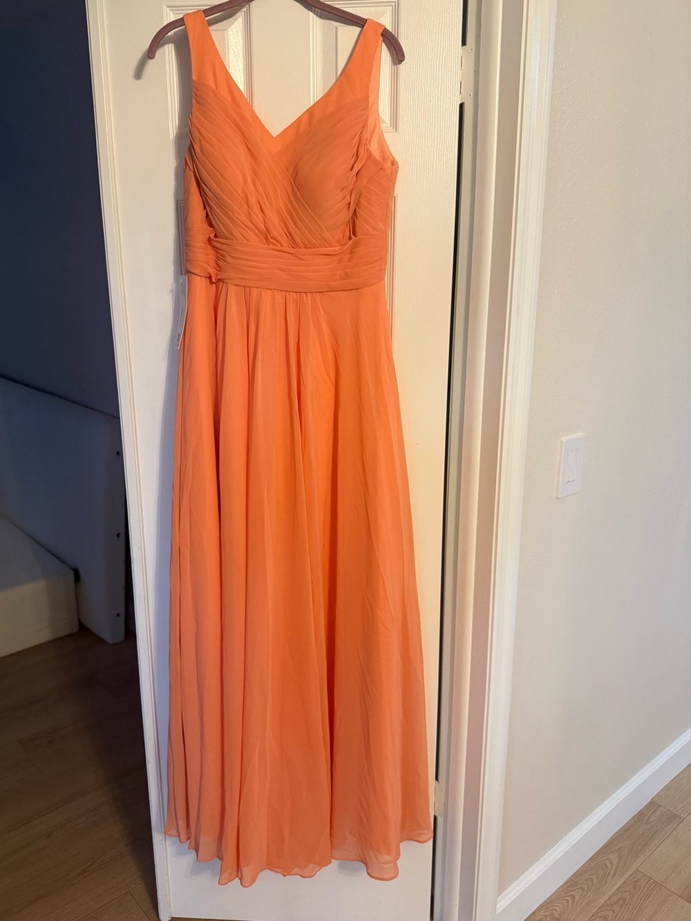 Azazie Coral V-Neck Chiffon Maxi Dress